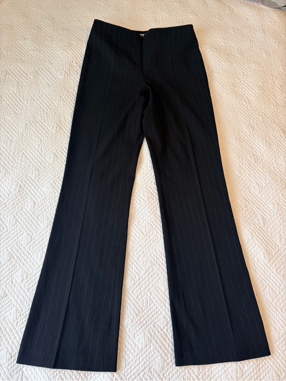 Womens Black Bootcut Flare Pinstripe Trouser Pants
